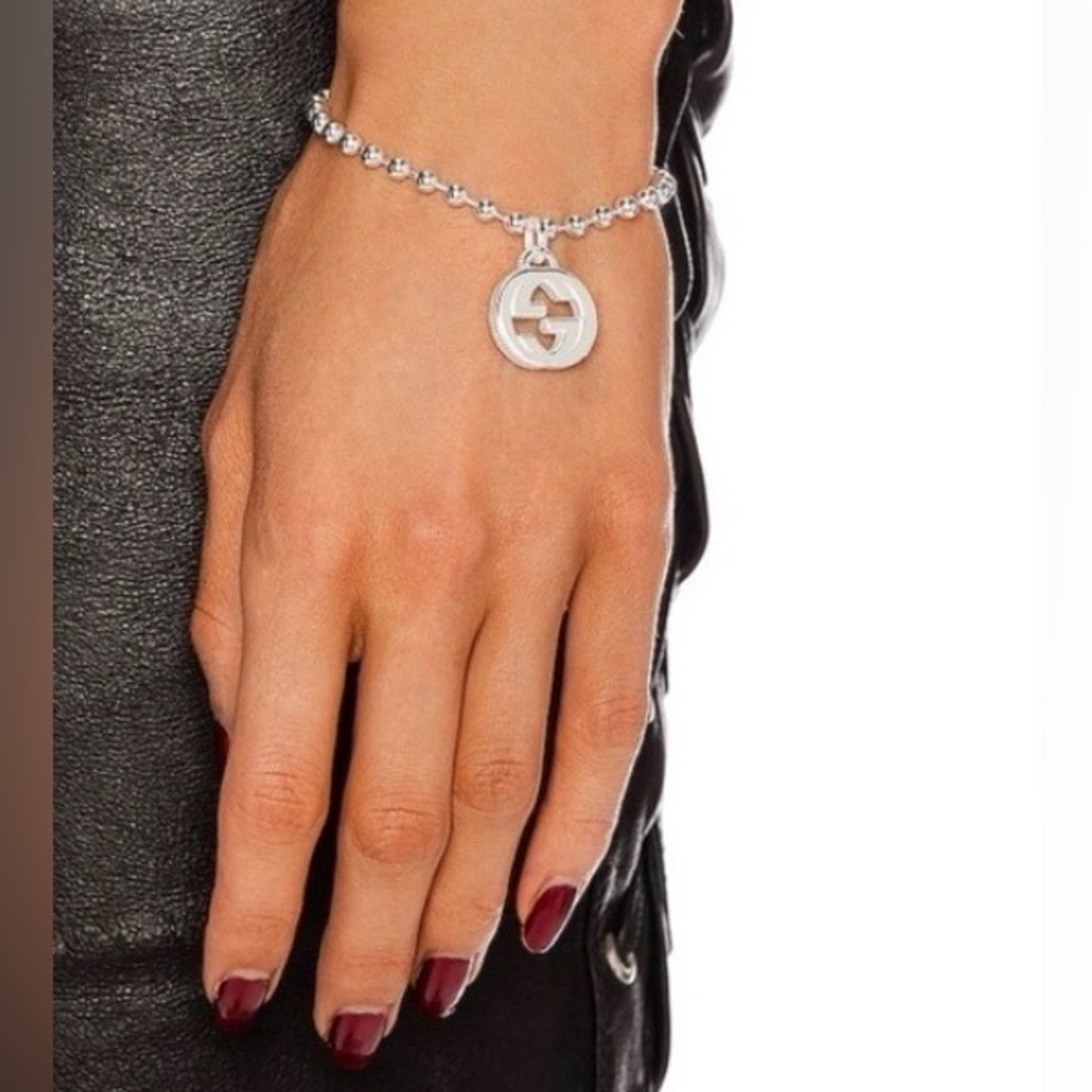Gucci Silver Charm Bracelet With Beaded Elegance